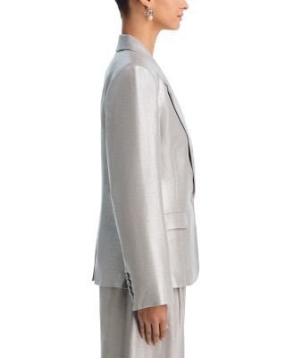Aqua Metallic Linen Blend Blazer - Exclusive, photo 4