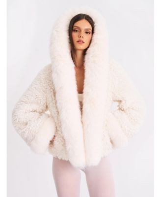 Miss Circle Jumbo Kali Faux Shearling Fur Trimmed Coat, photo 3