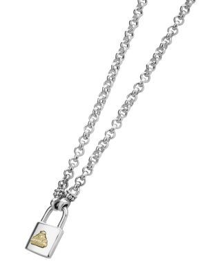Lagos Sterling Silver & 18K Yellow Gold Beloved Lock Pendant Necklace, 18, photo 2