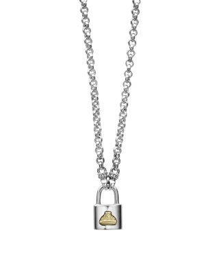 Lagos Sterling Silver & 18K Yellow Gold Beloved Lock Pendant Necklace, 18, photo 3