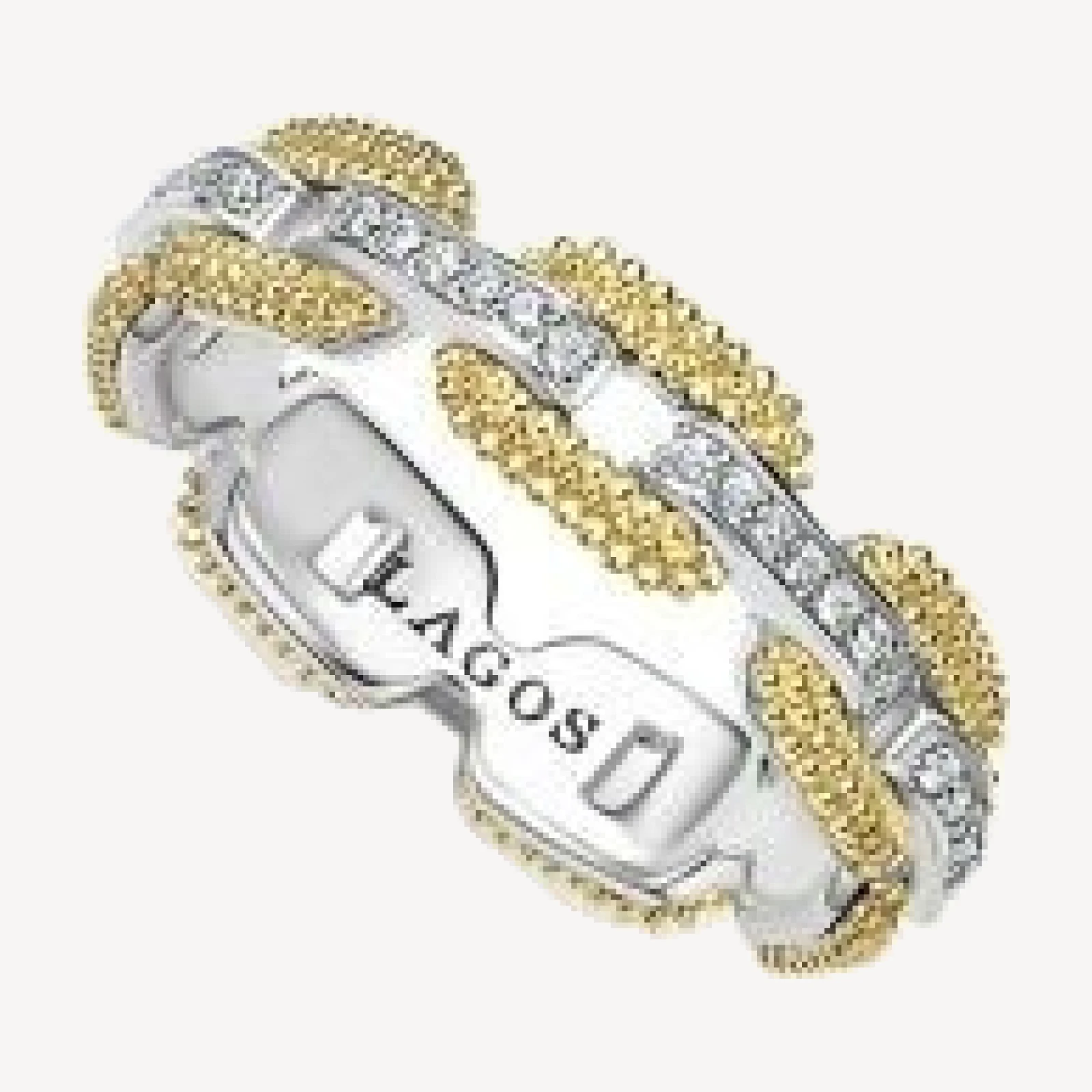 Lagos 18K Yellow Gold & Sterling Silver Caviar Lux Diamond Chain Link Ring - Exclusive