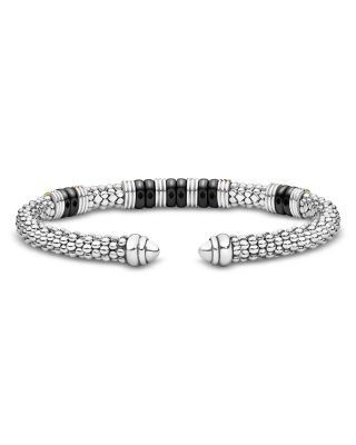 Lagos Sterling Silver & 18K Yellow Gold Black Caviar Cuff Bracelet, photo 2