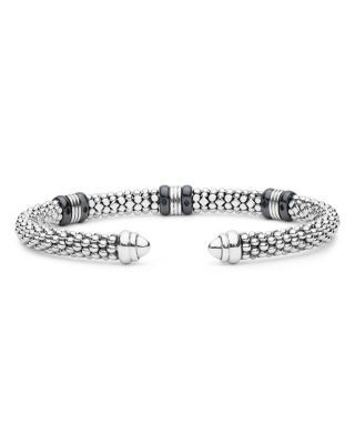 Lagos Sterling Silver & 18K Yellow Gold White Caviar Cuff Bracelet, photo 3
