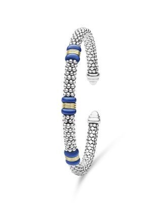 Lagos Sterling Silver & 18K Yellow Gold White Caviar Cuff Bracelet, photo 4