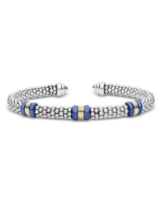 Lagos Sterling Silver & 18K Yellow Gold White Caviar Cuff Bracelet, photo 6