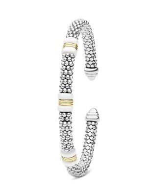Lagos Sterling Silver & 18K Yellow Gold White Caviar Cuff Bracelet, photo 13