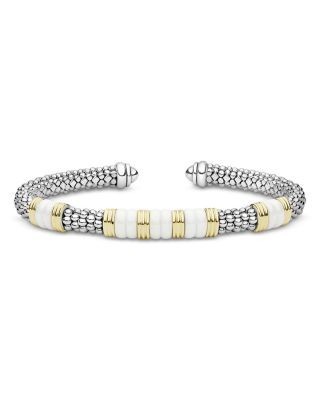 Lagos Sterling Silver & 18K Yellow Gold Black Caviar Cuff Bracelet, photo 13