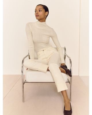 DL1961 Mara Straight Mid Rise Instasculpt Ankle Jeans in Crema Cuffed, photo 2