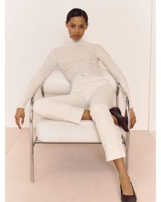 DL1961 Mara Straight Mid Rise Instasculpt Ankle Jeans in Crema Cuffed, photo 3
