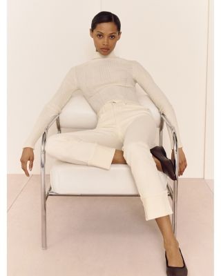 DL1961 Mara Straight Mid Rise Instasculpt Ankle Jeans in Crema Cuffed, photo 4