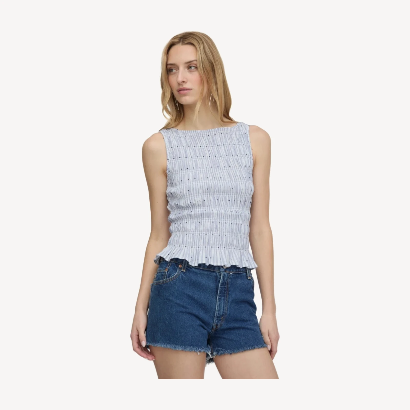 The Phoebe Nap Top - Blue Swiss Dot
