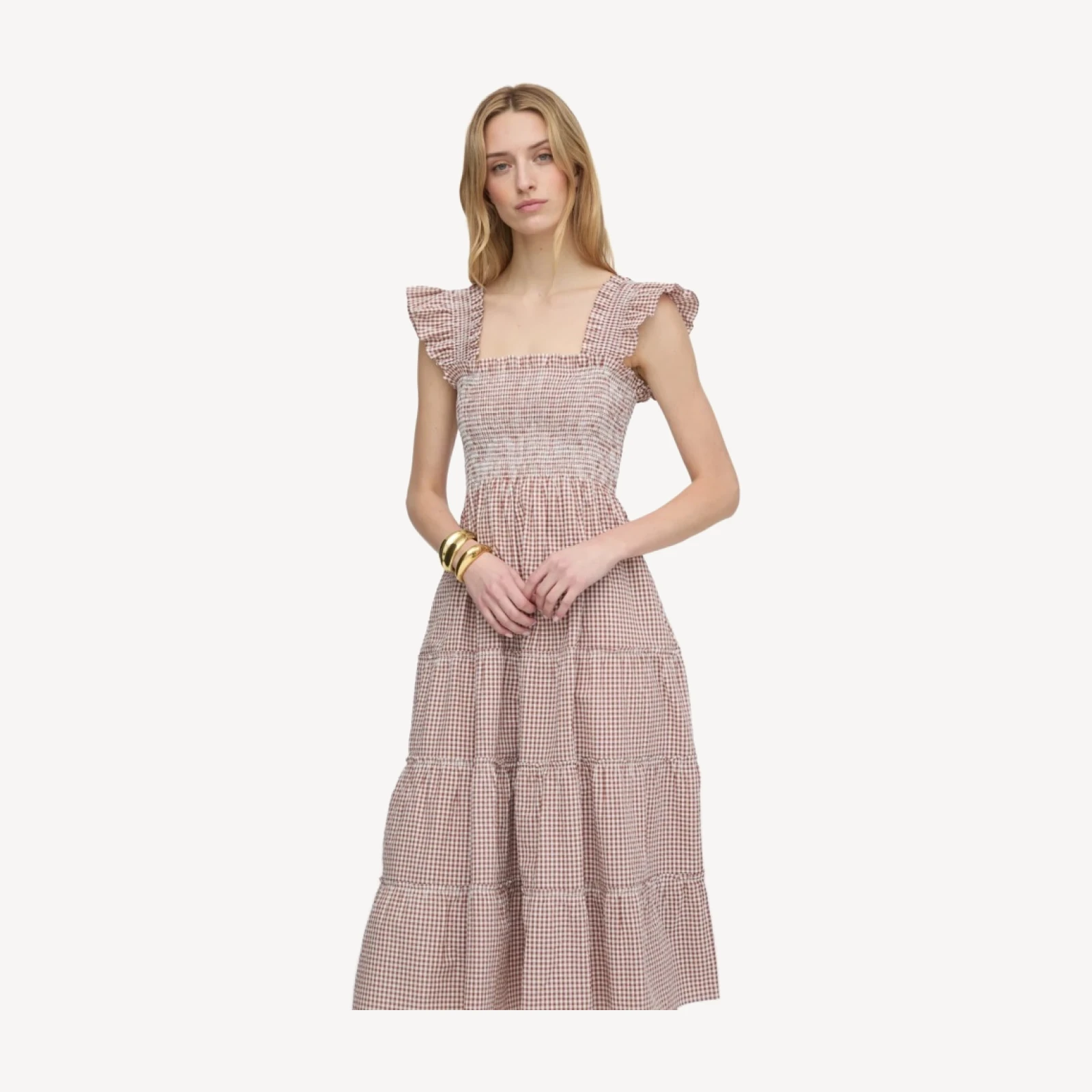 The Ellie Nap Dress - Cognac Gingham