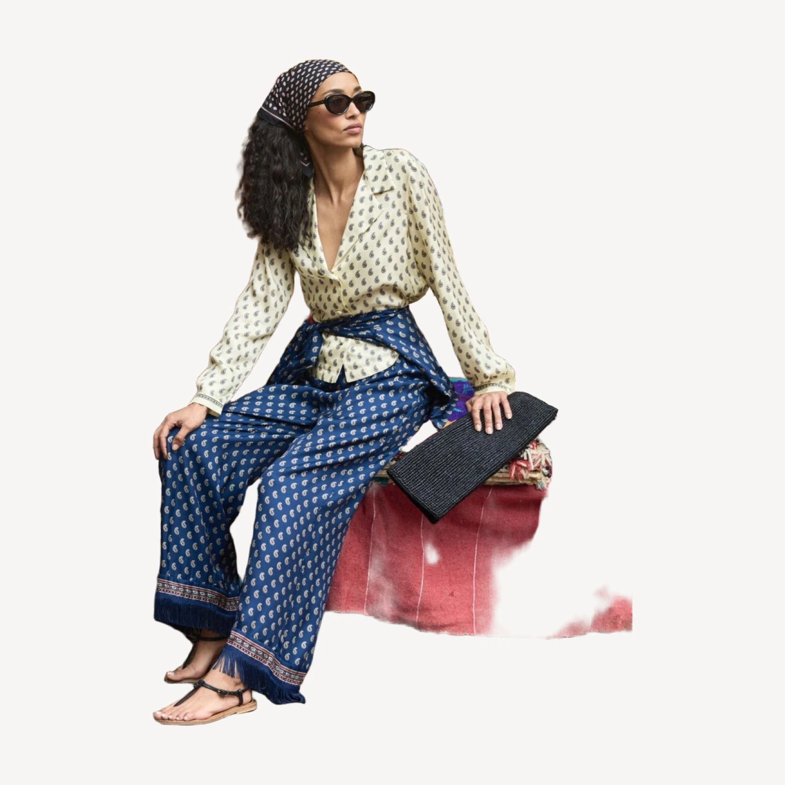 LAVON FRINGE PANT -- BLEU TAORMINA PAISLEY