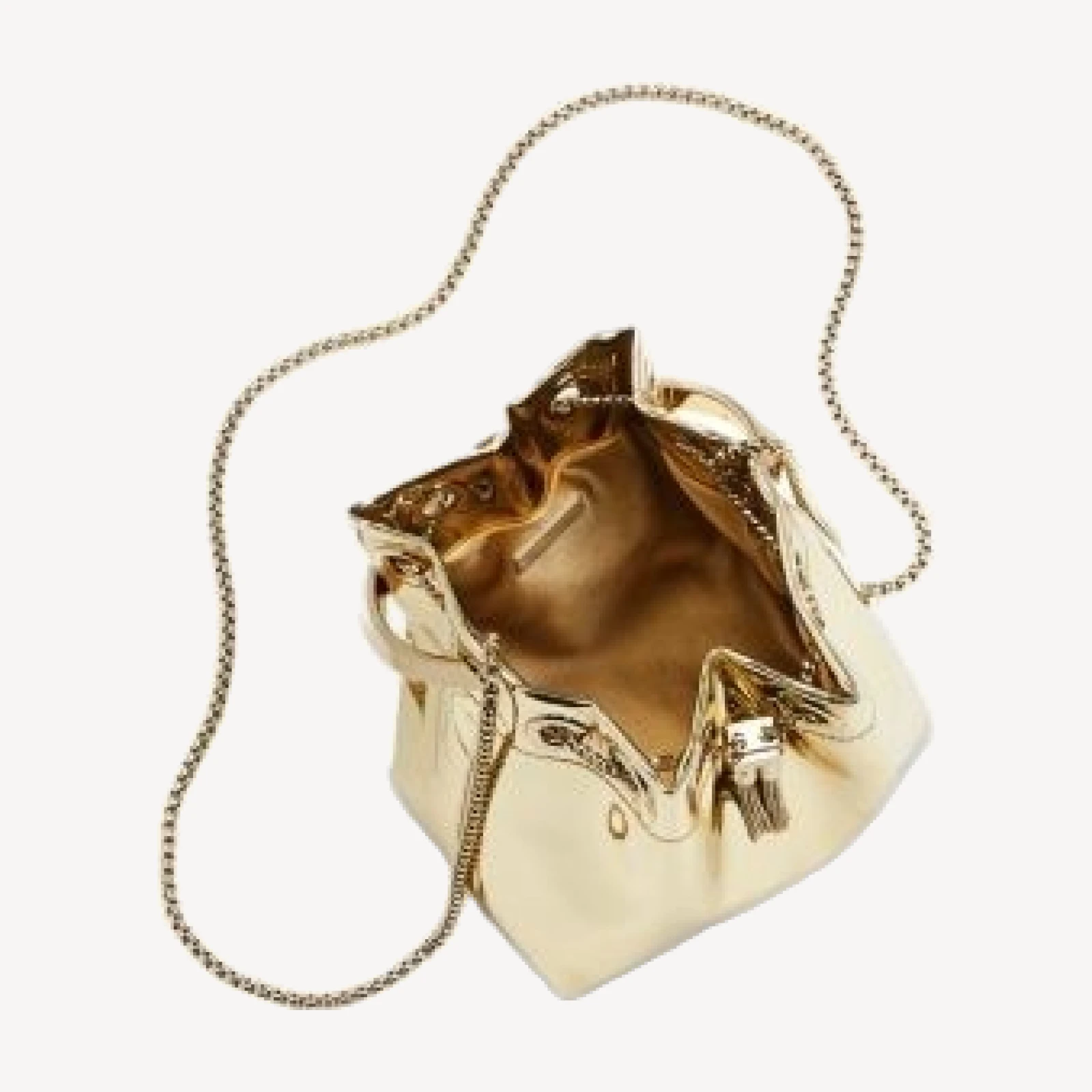 Jimmy Choo Bon Bon Ring Handle Metallic Bucket Bag