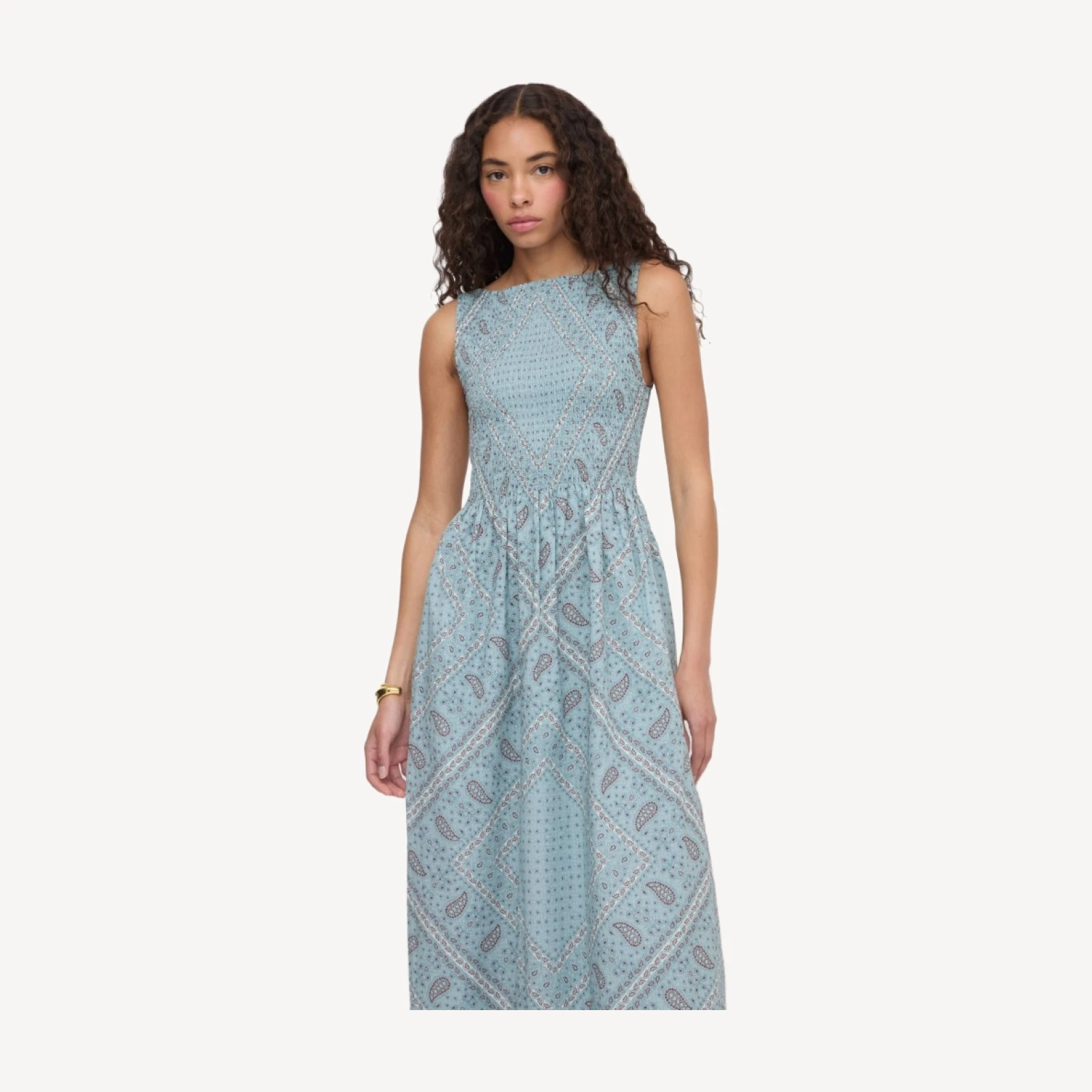 The Cosima Nap Dress - Dusty Blue Gemstone Mosaic Scarf