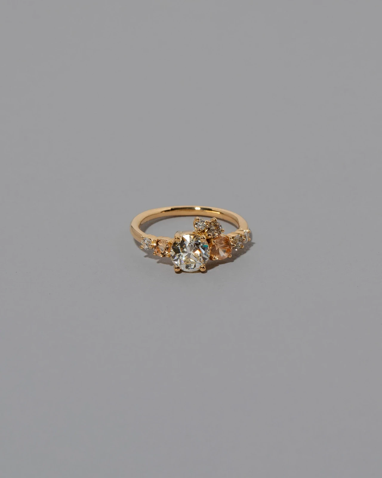 Luna Ring - Peach Sapphire & Diamonds