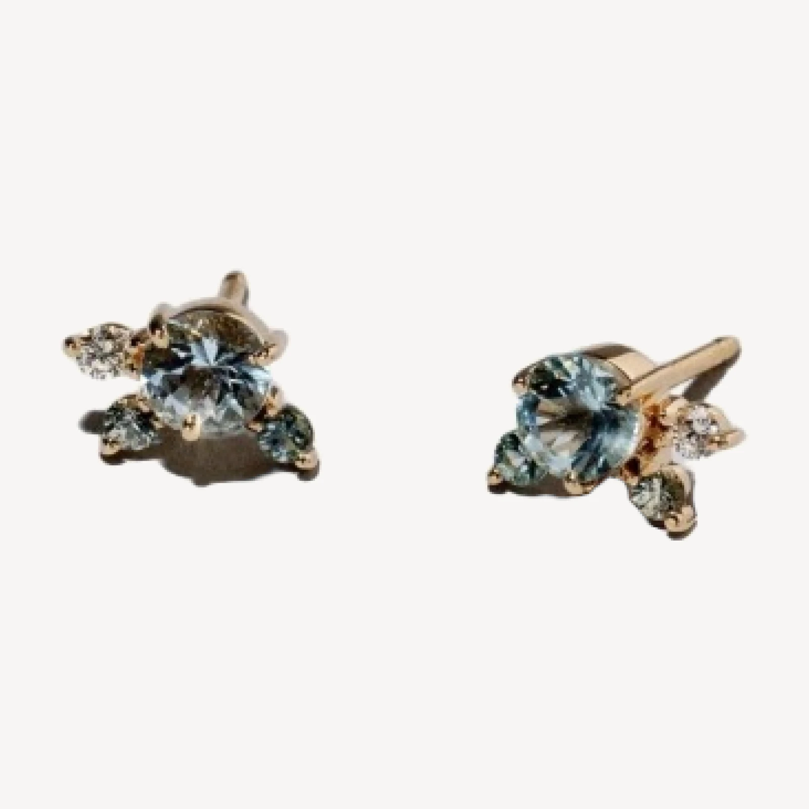 Cluster Stud Earrings - Aquamarine