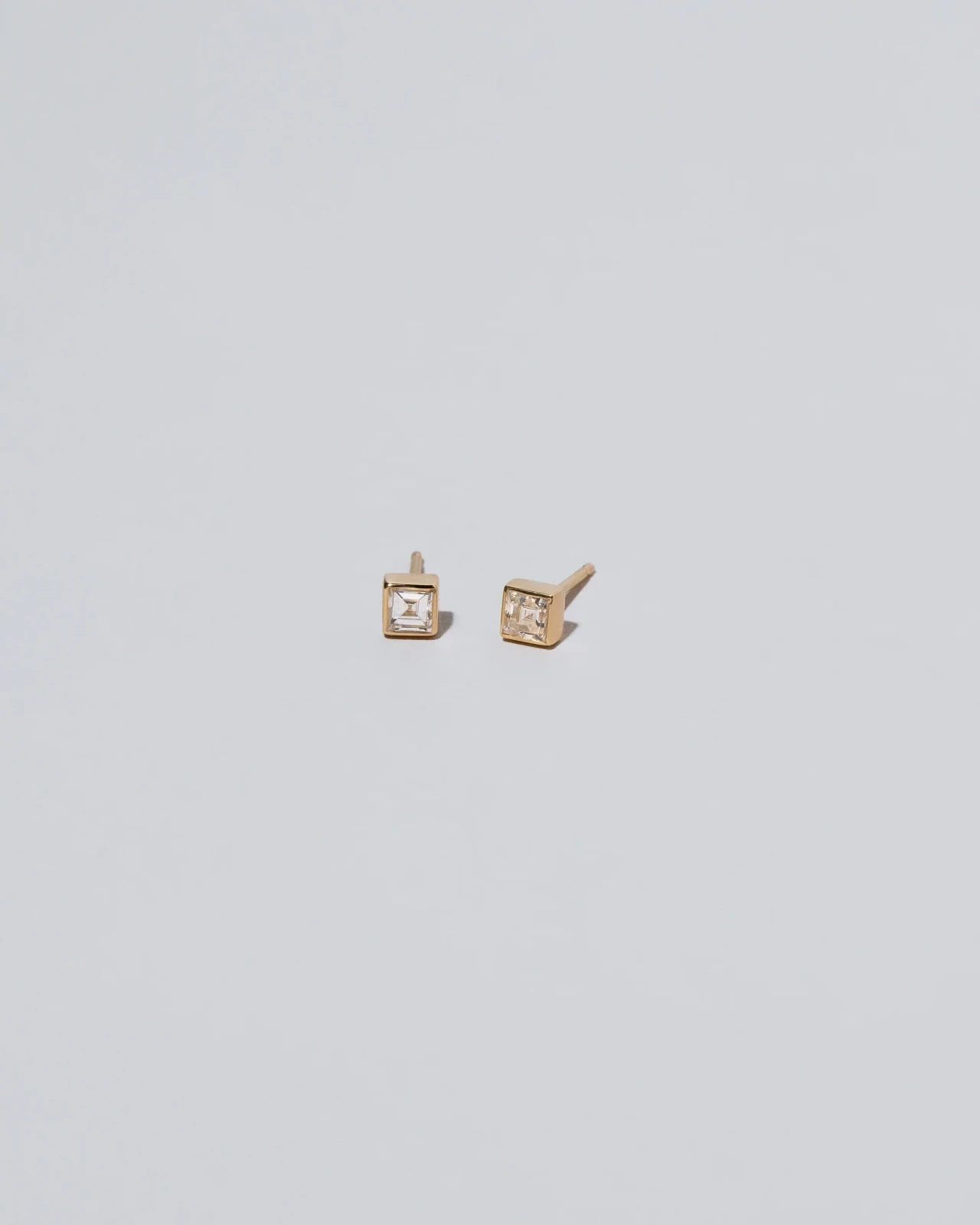 Square Frame Stud Earrings - Petite White Diamond