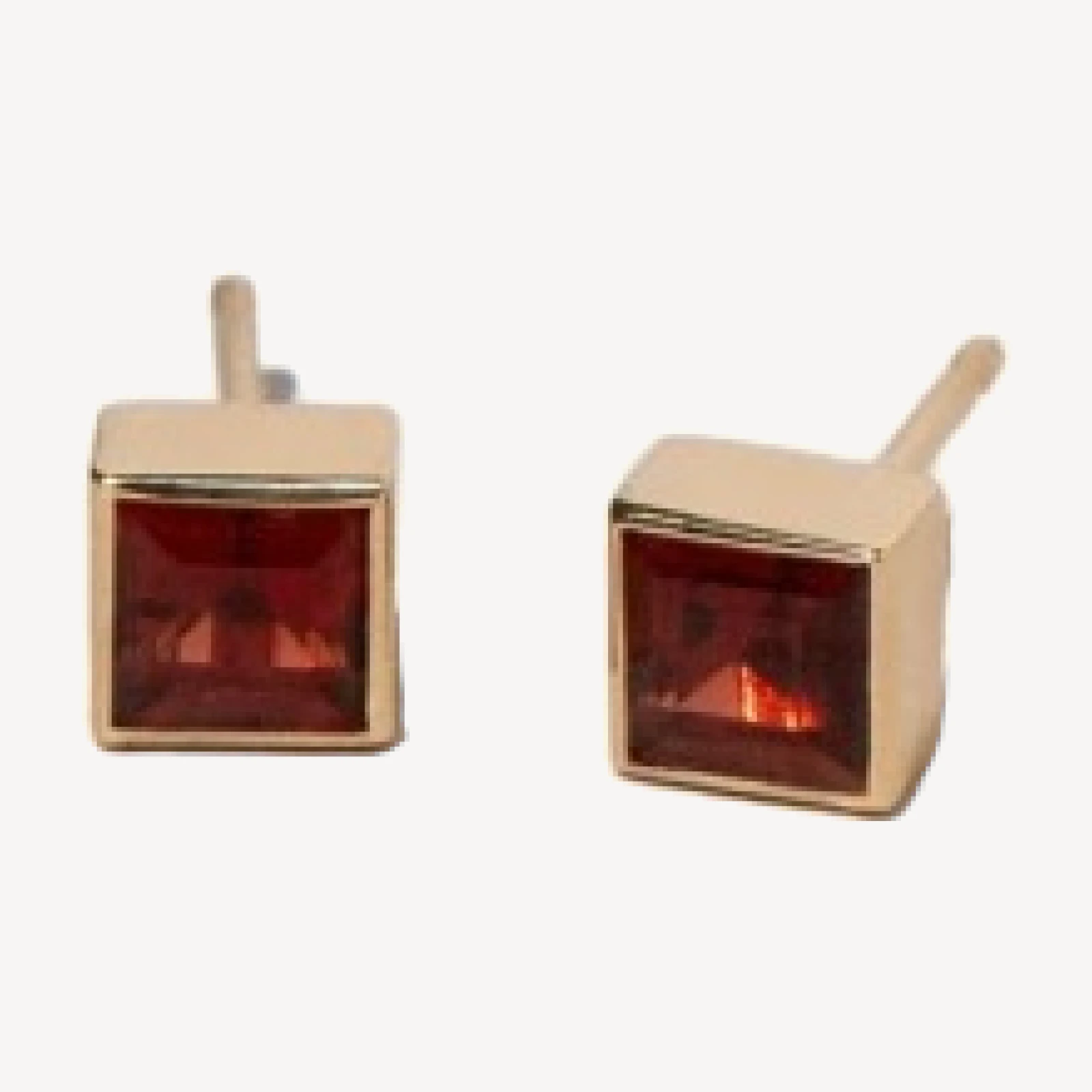 Square Frame Stud Earrings - Anthill Garnet