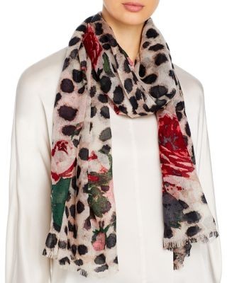 Bloomingdale's Animal & Rose Print Wool Scarf - Exclusive