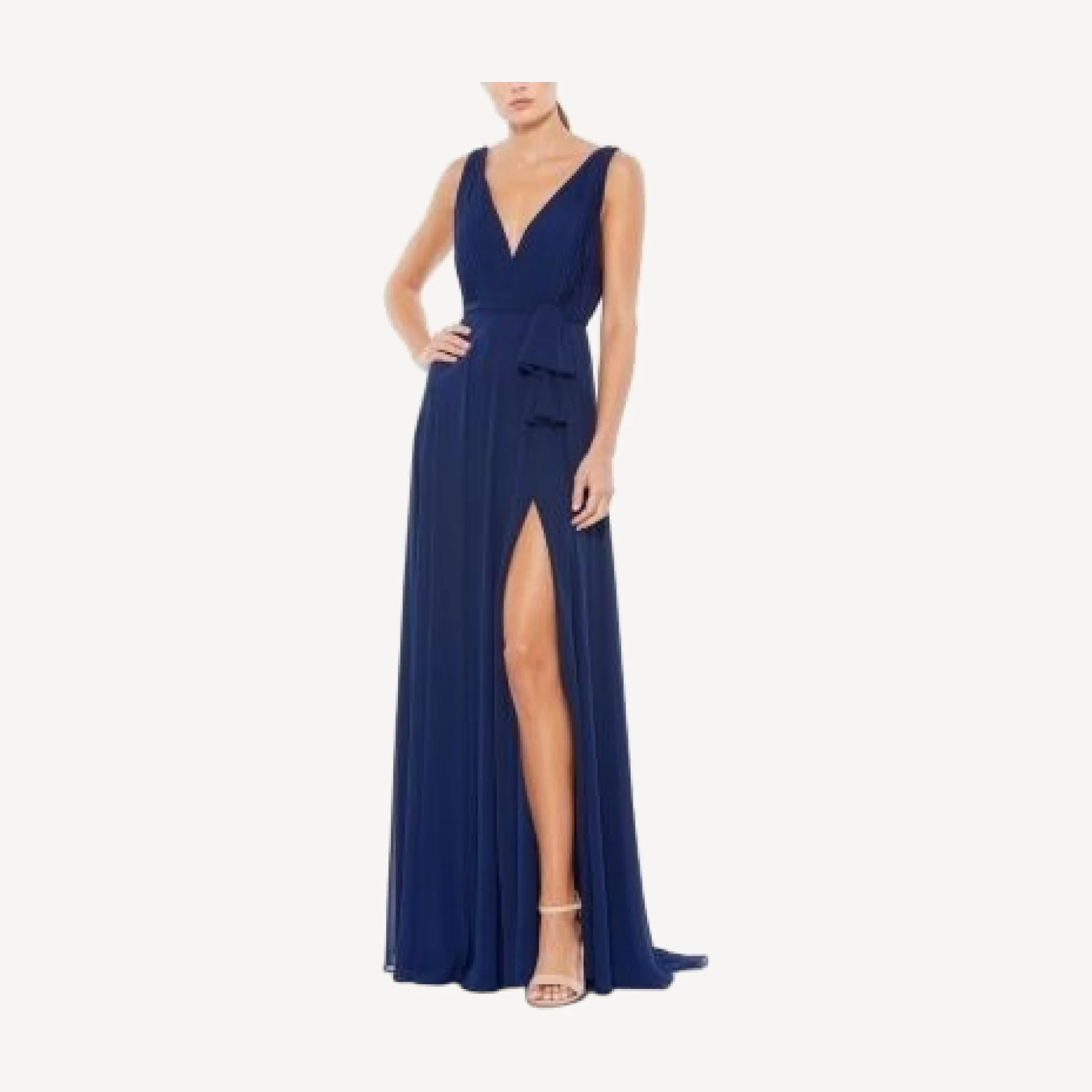 Mac Duggal Sleeveless V-Neck Chiffon Gown