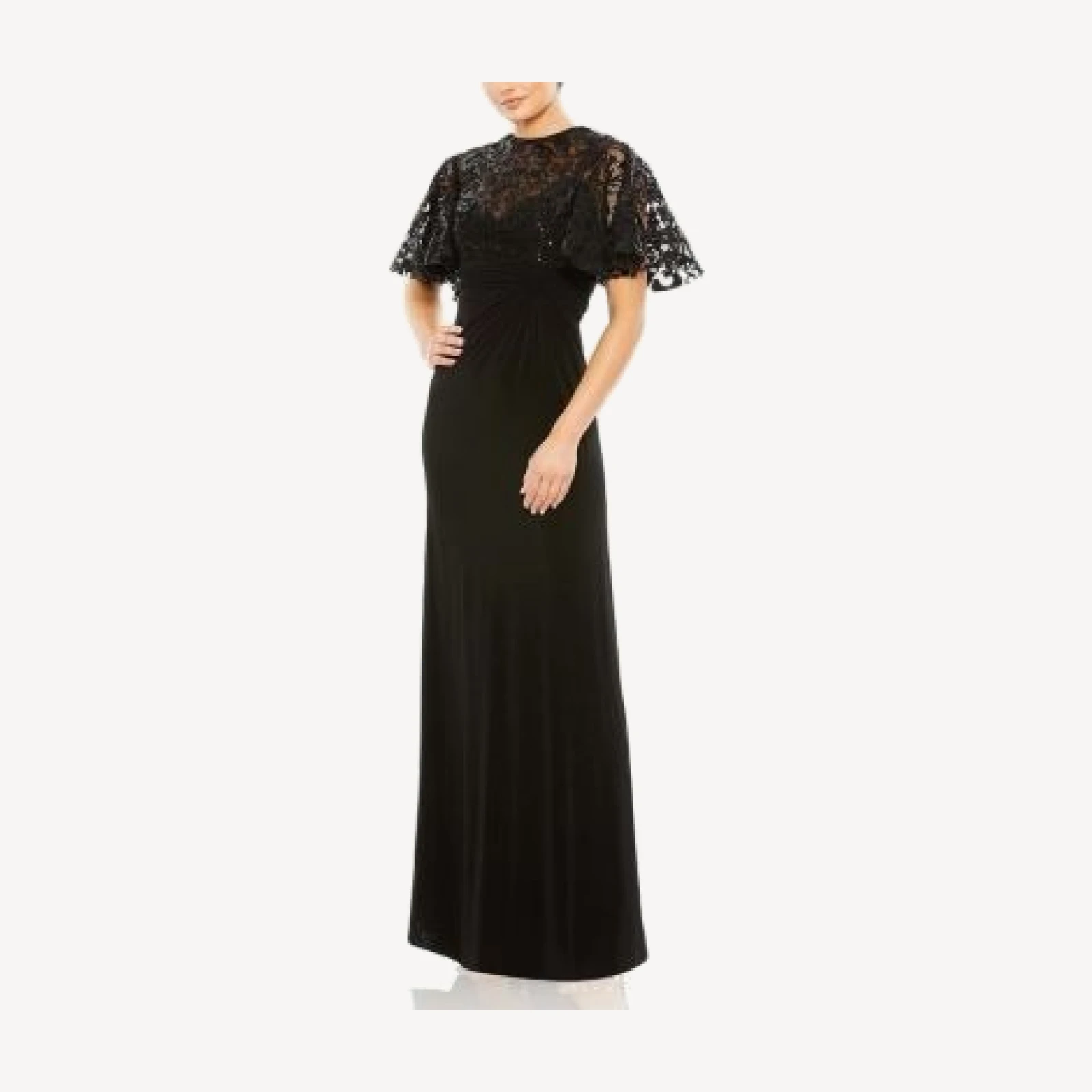Mac Duggal Embellished Butterfly Sleeve Gown