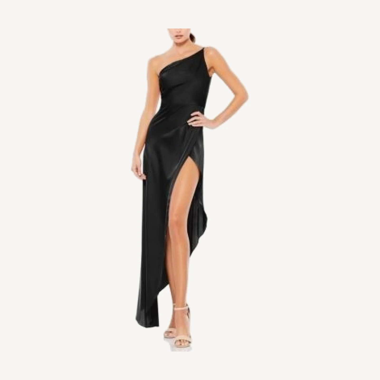 Mac Duggal One Shoulder Hi-Low Draped Charmeuse Dress