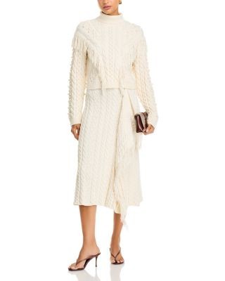 Simkhai Mireille Cotton & Wool Finge Midi Skirt