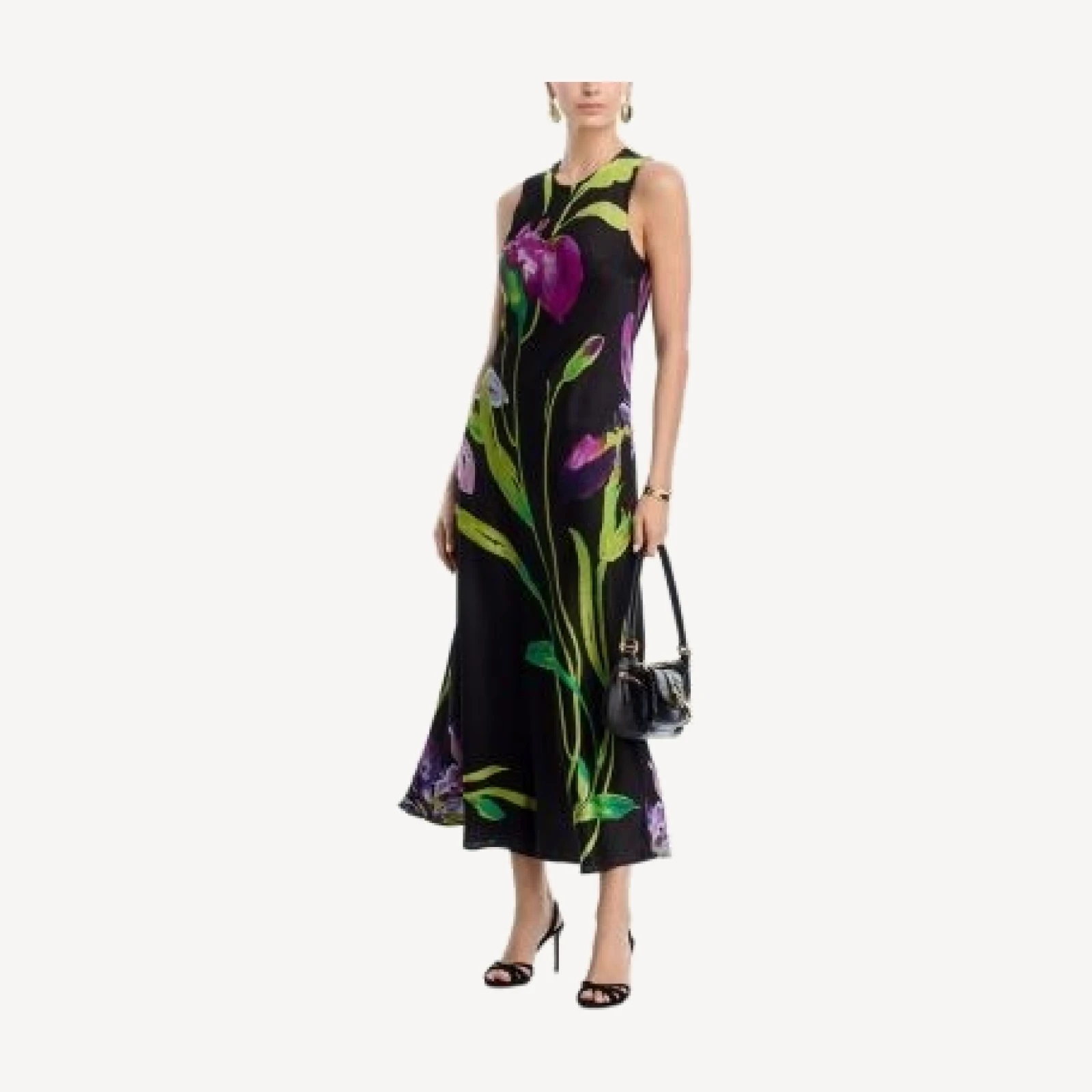 Aqua Floral Satin Midi Dress - Exclusive
