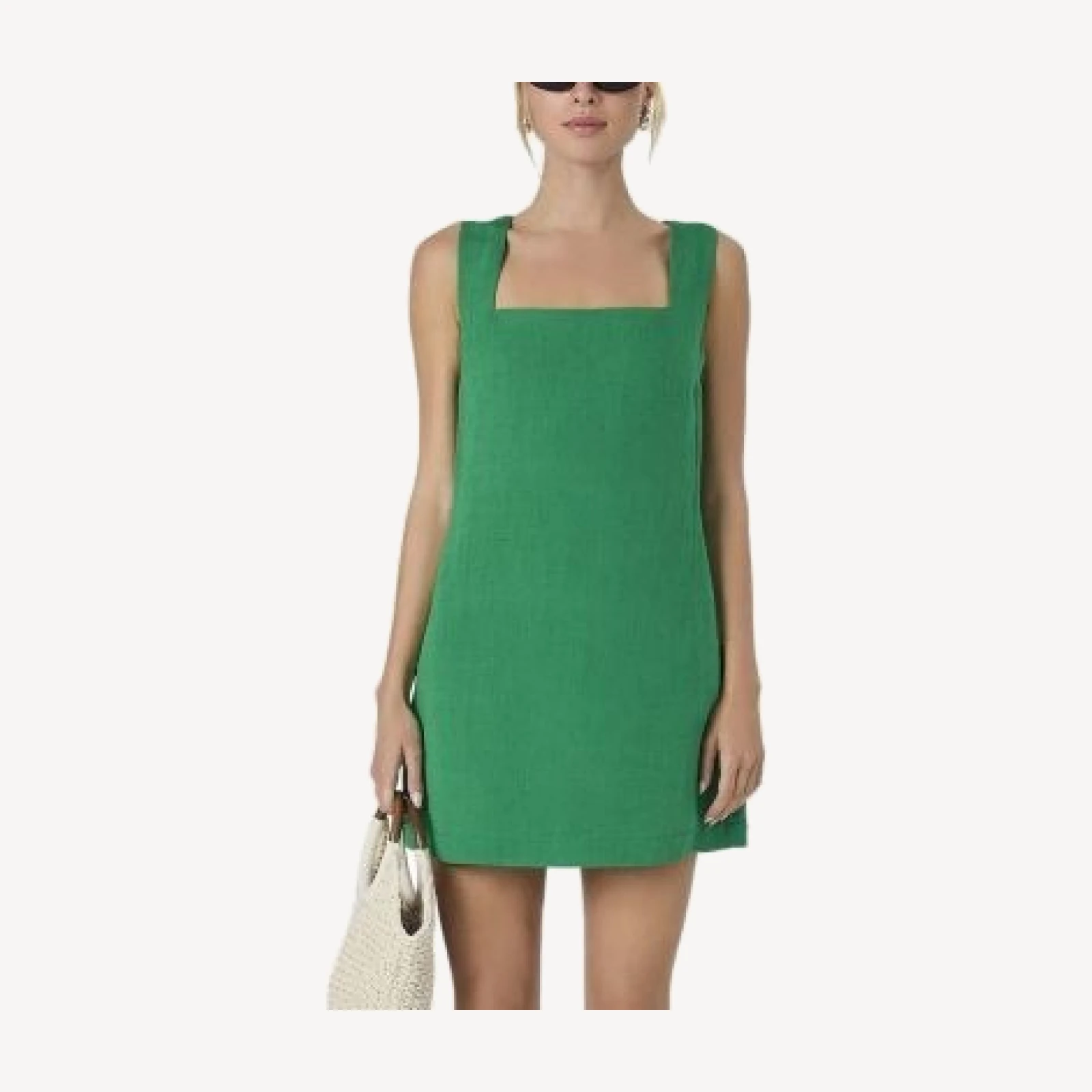 French Connection Birdie Linen Blend Square Neck Dress