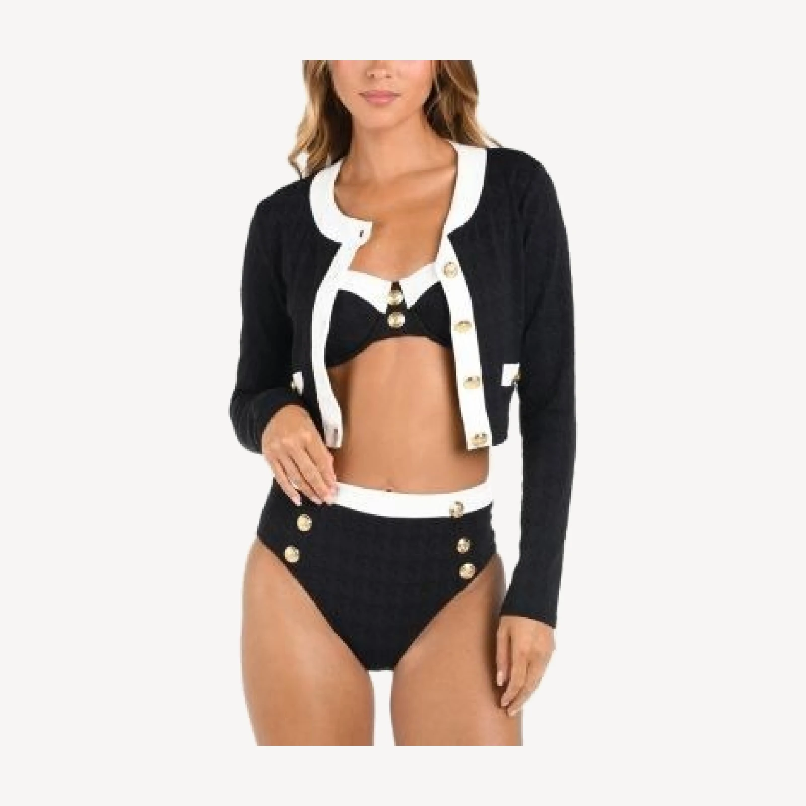 L'Agence Adaline Color Blocked Swim Cover-Up Cardigan