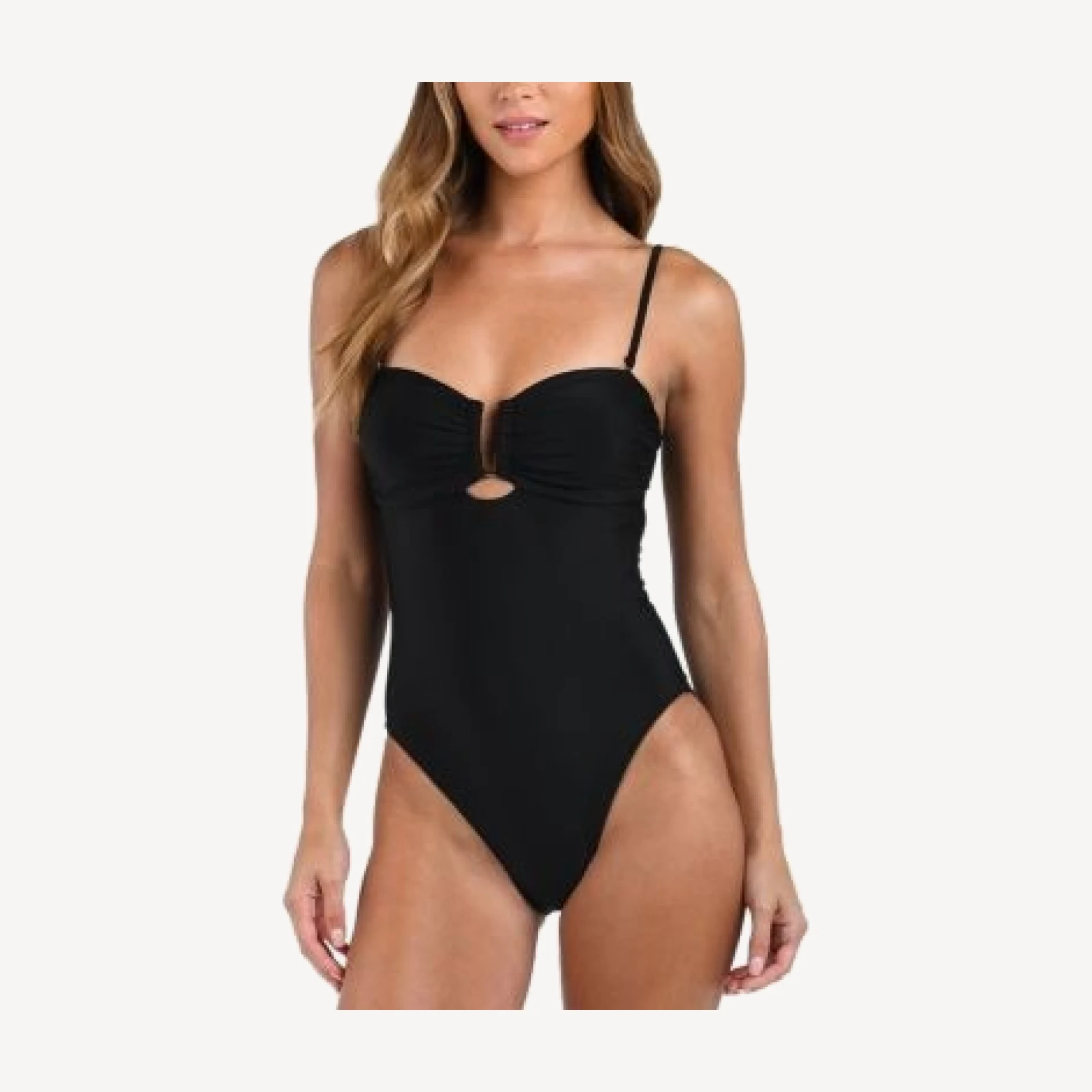 L'Agence Emilia Solid Bandeau V Wire One Piece Swimsuit