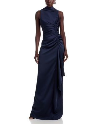 Teri Jon by Rickie Freeman Charmeuse Roll Collar Gown
