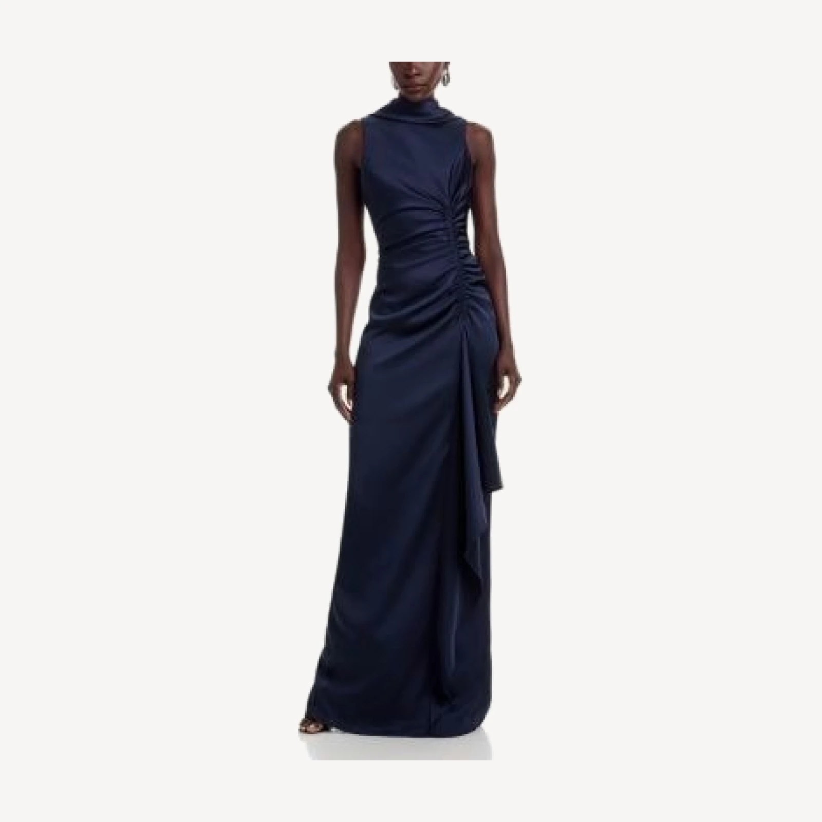 Teri Jon by Rickie Freeman Charmeuse Roll Collar Gown