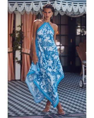 L'Agence Elise Baroque Halter Dress Swim Cover-Up