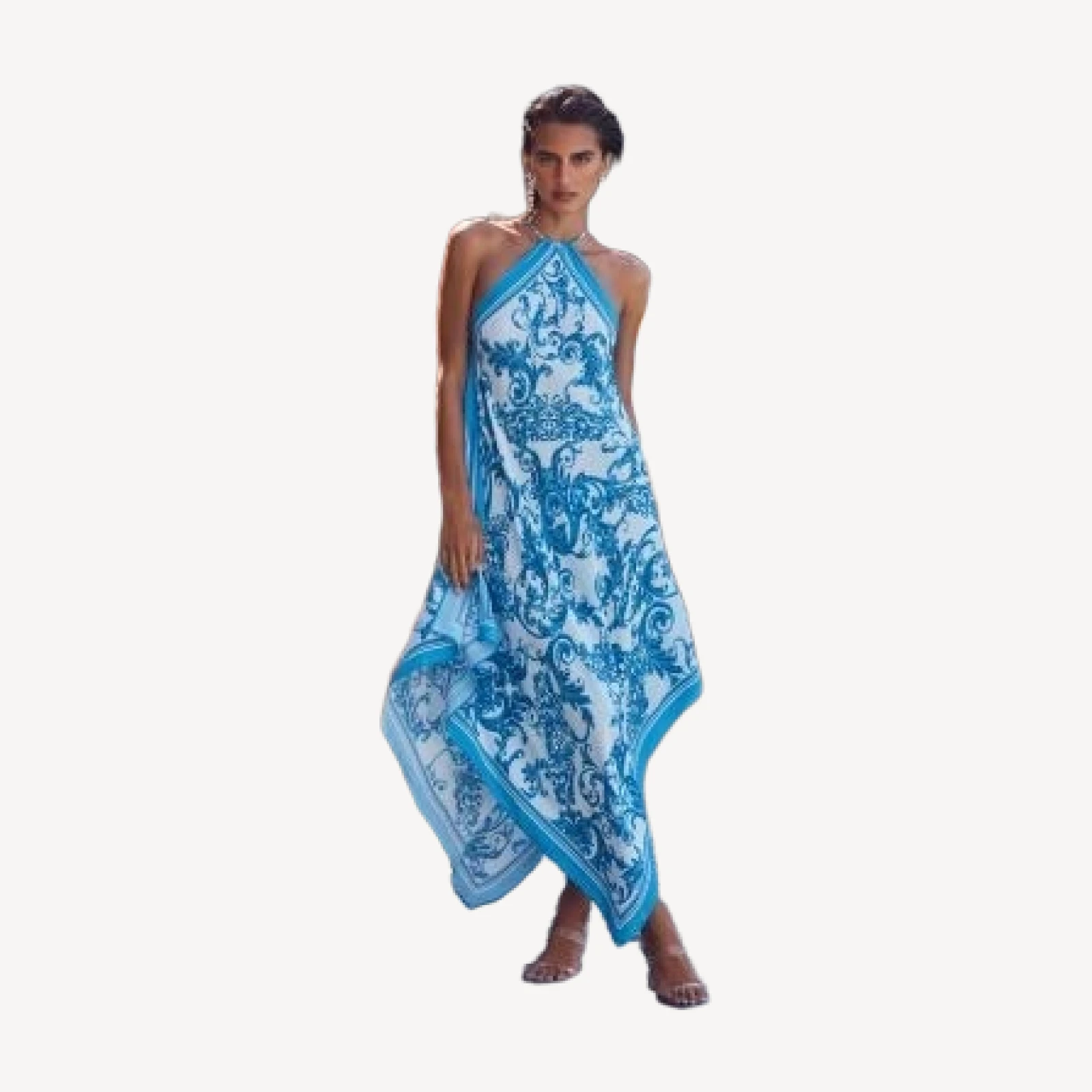L'Agence Elise Baroque Halter Dress Swim Cover-Up