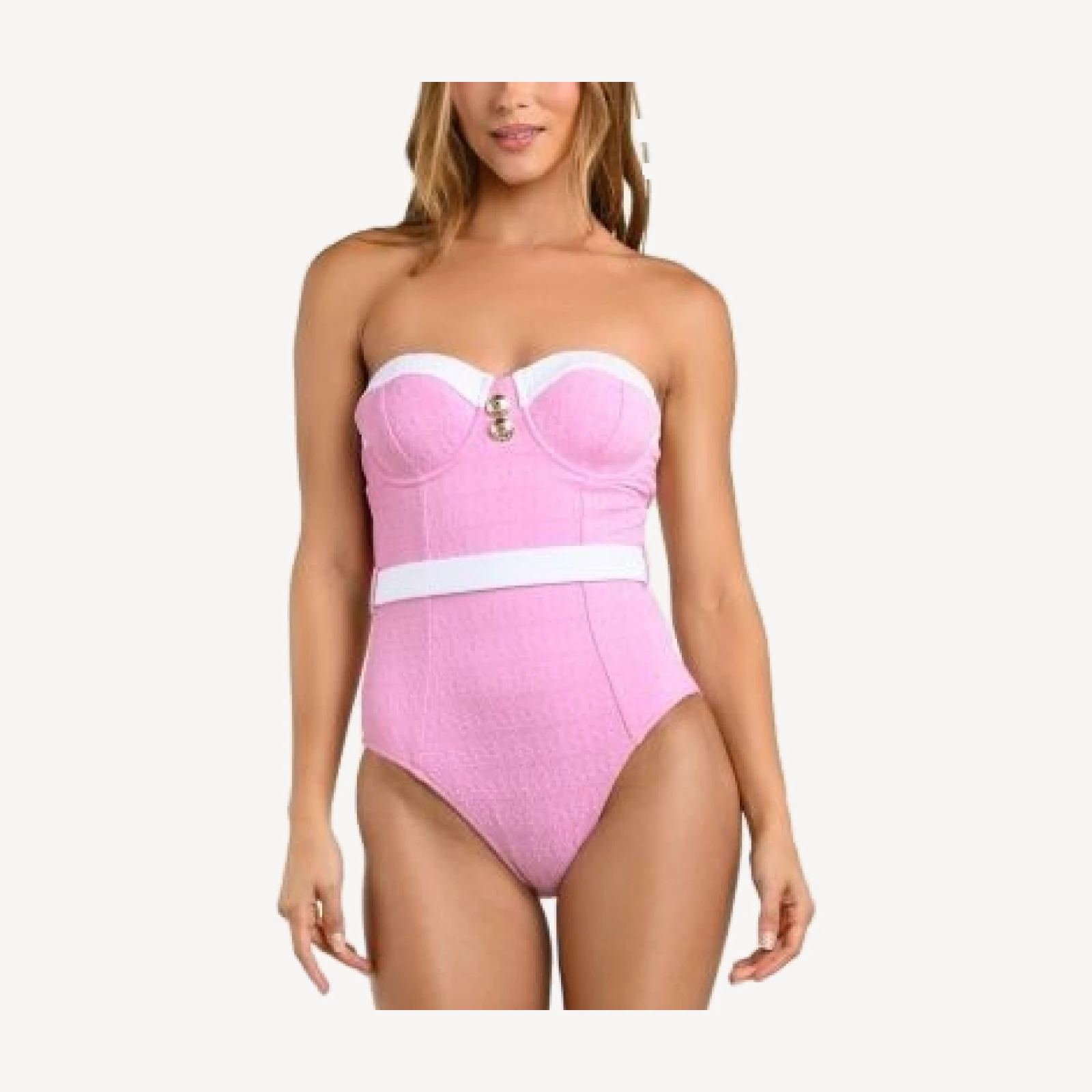 L'Agence Amie Colorblock Chic Underwire Bandeau One Piece Swimsuit