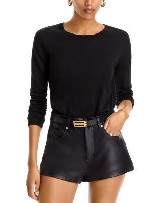 L'Agence Leanne Long Sleeve Crewneck Cotton Tee