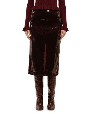 L'Agence Makena Sequin Midi Pencil Skirt