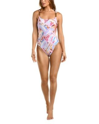 L'Agence Remi Postcard Print Basic Lingerie One Piece Swimsuit