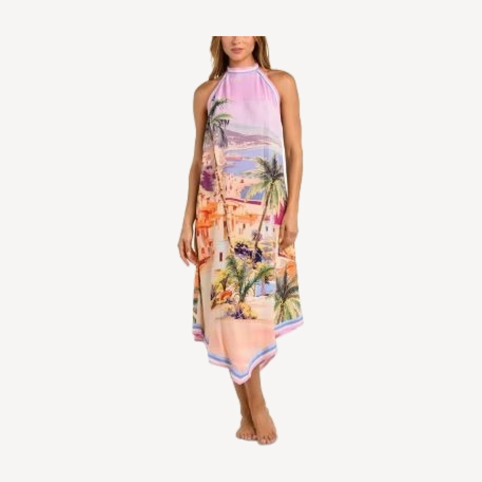 L'Agence Elise Postcard Print Cover Up Dress