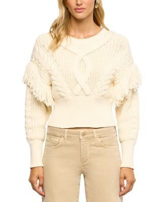 L'Agence Ottavia Laced Back Cropped Cable Knit Sweater