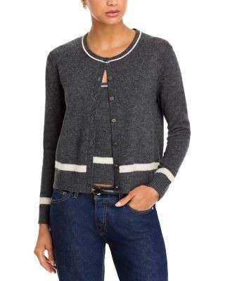 L'Agence Malone Cashmere Crewneck Cardigan