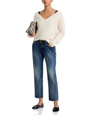 L'Agence Korinna Fuzzy V Neck Oversized Sweater