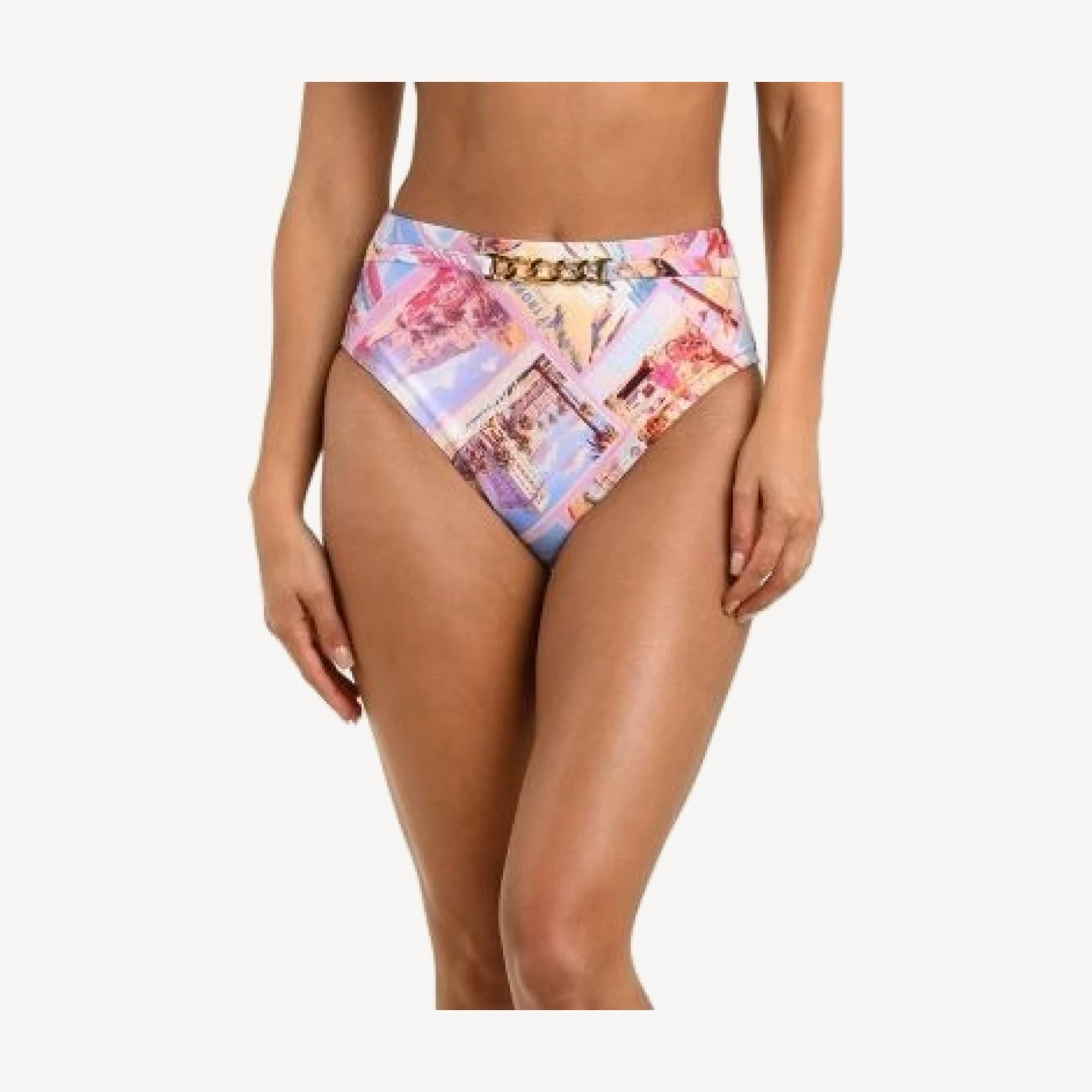 L'Agence Vanessa Postcard Print High Waist Bikini Bottom