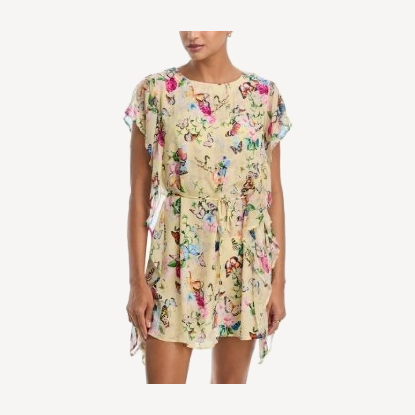 L'Agence Alia Garden Butterflies Tunic Dress Swim Cover-Up