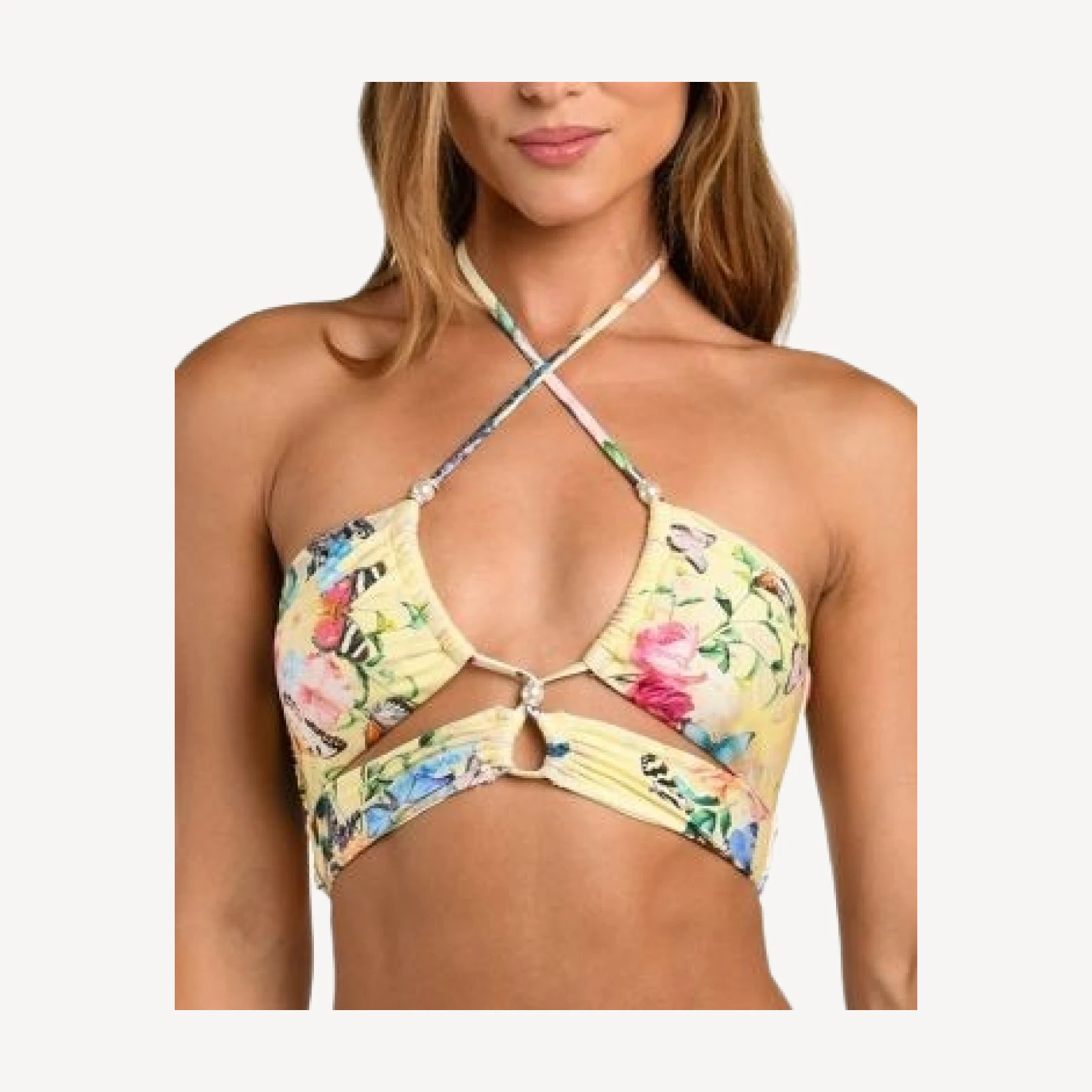 L'Agence Sirena Garden Butterflies Halter Bikini Top