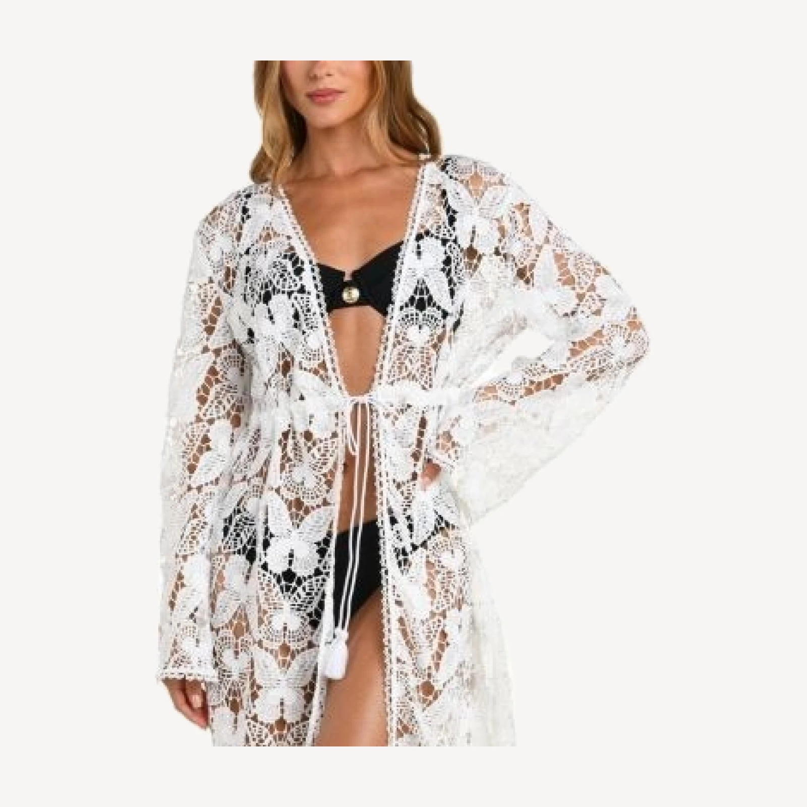 L'Agence Butterfly Crocheted Cover Up Robe