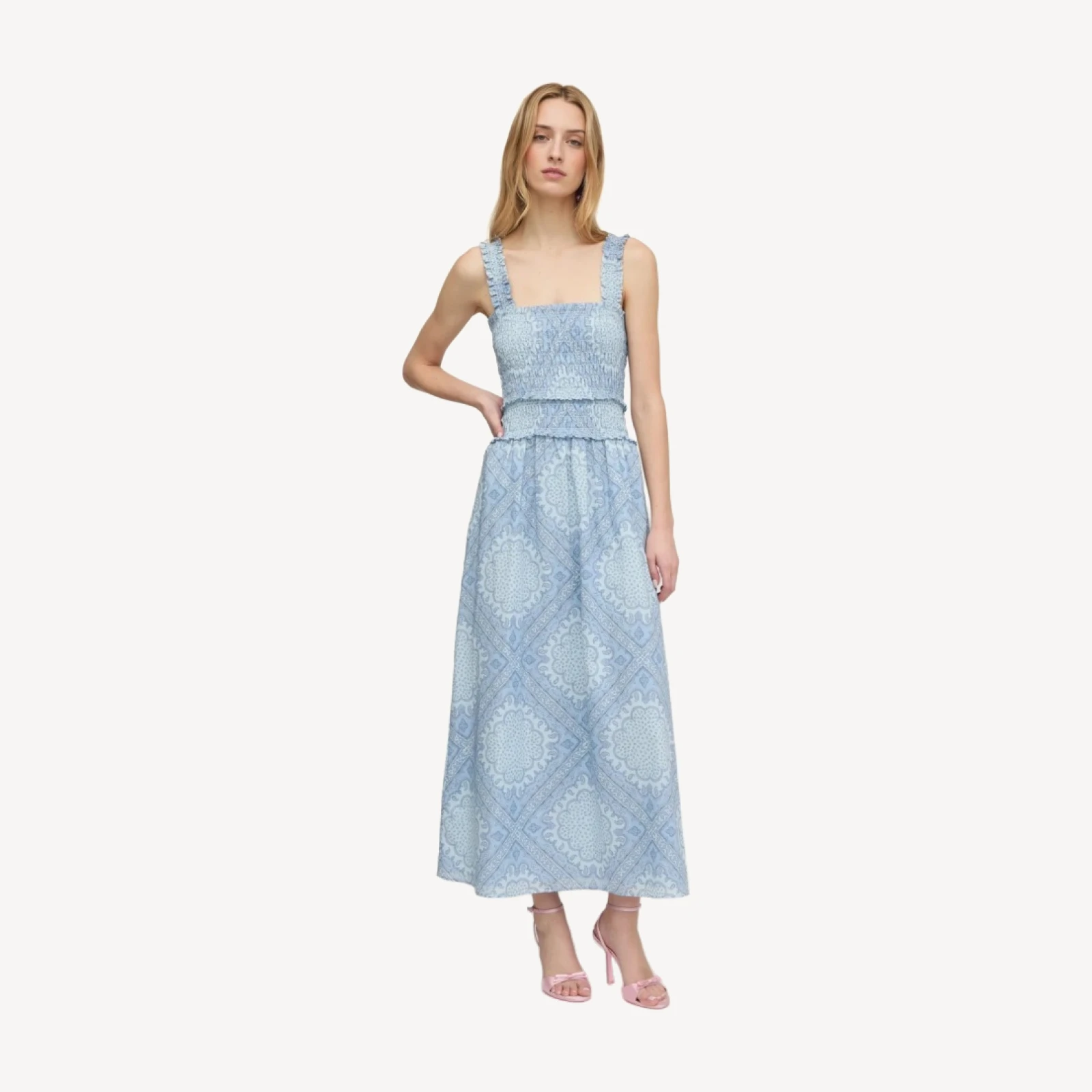 The Azalea Maxi Nap Dress - Dusty Blue Paisley Scarf