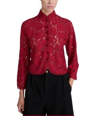 Frame The Lace Salon Button Front Top